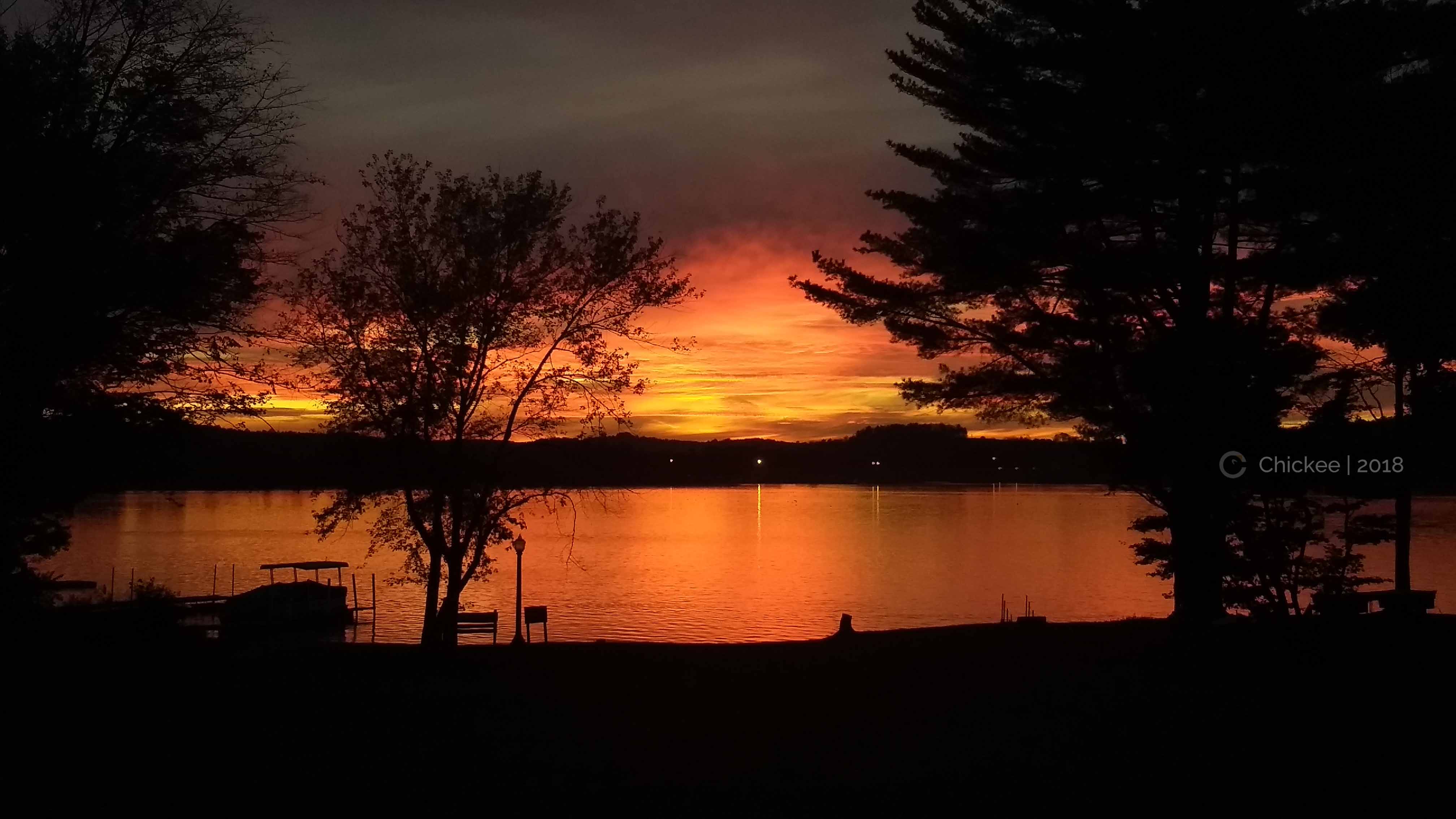 Photo of a lake at sunset.